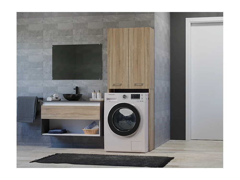 Armoire pour machine à laver, 30 x 64 x 180 cm, Chêne Sonoma