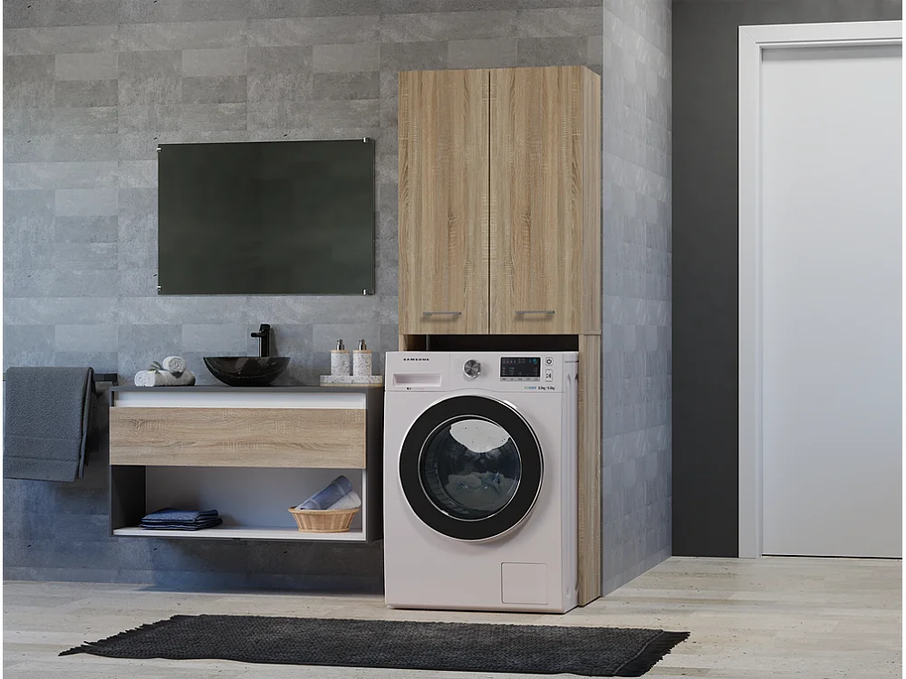 Wasmachinekast, 30 x 64 x 180 cm, Sonoma eiken