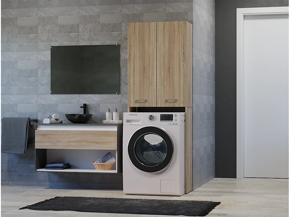 Armoire pour machine à laver, 30 x 64 x 180 cm, Chêne Sonoma