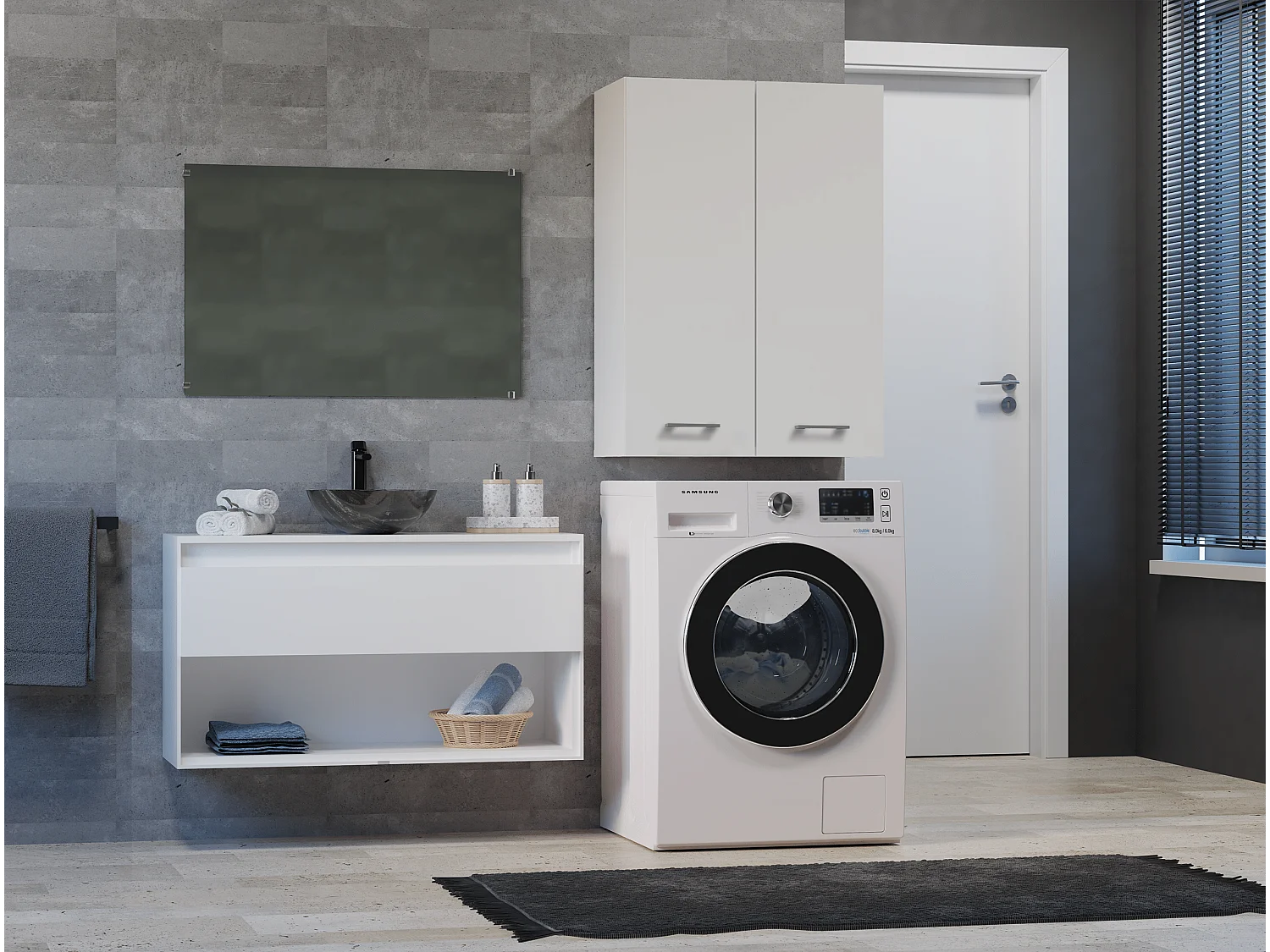 Armário para máquina de lavar, 30 x 64 x 90 cm, Branco Mate