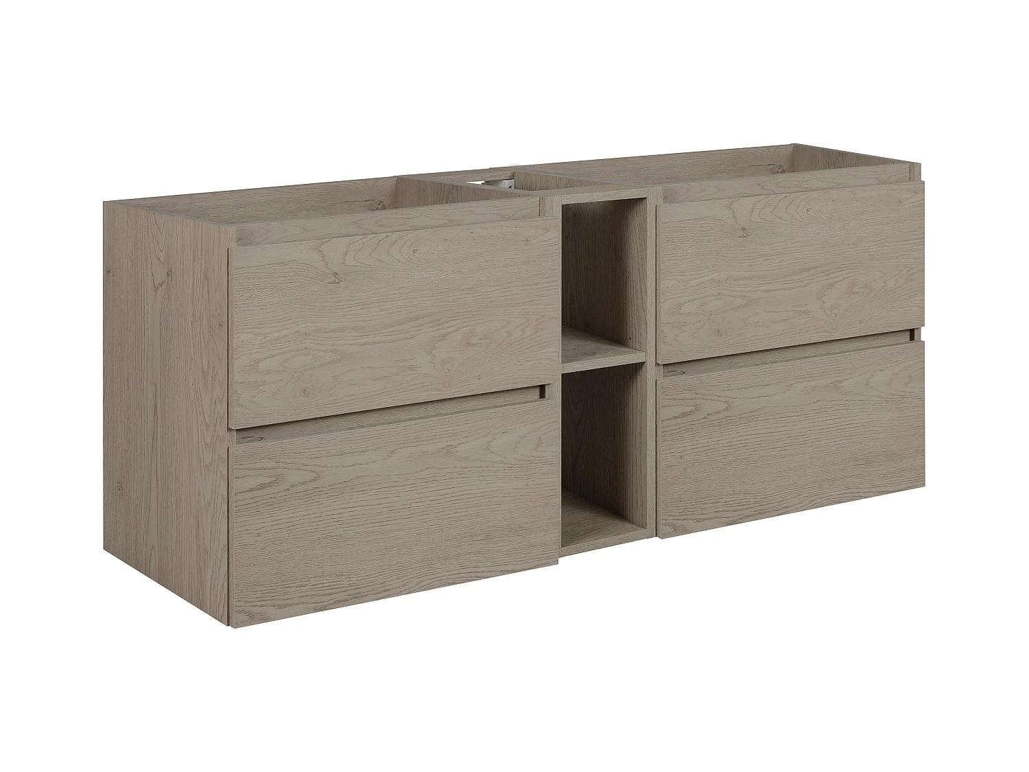 Meuble de salle de bain 140 cm (2 X 60 + 20), Couleur: Chêne Foncé, 140 x 57 x 46 cm, sans plan de travail