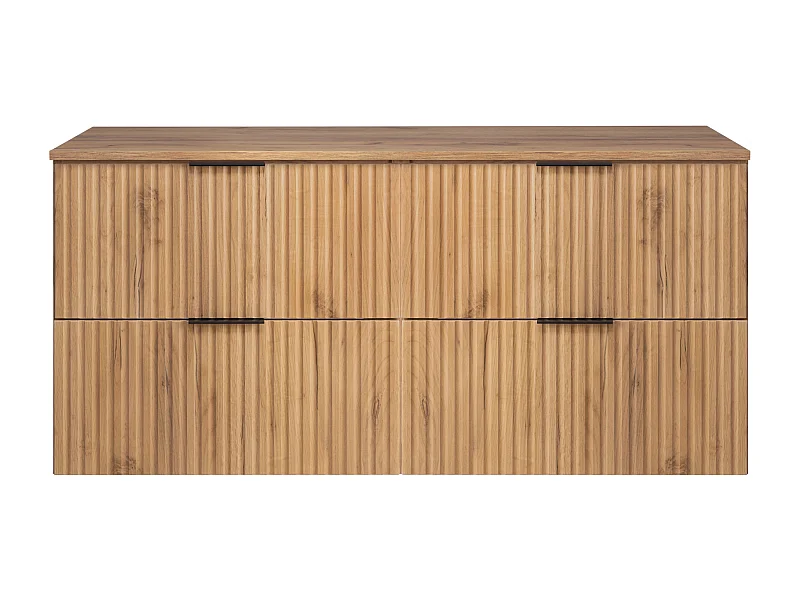 Meuble vasque, Chêne Craft + poignée noire, 120 (2 x 60) x 57 x 46 cm