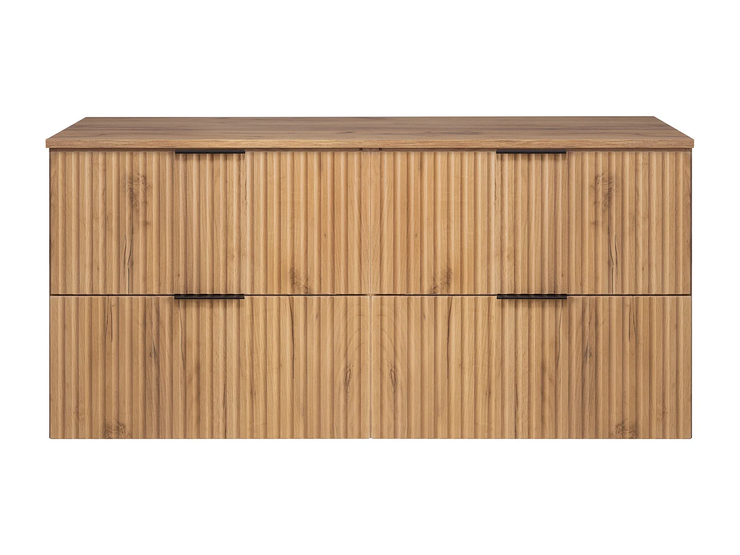 Meuble vasque, Chêne Craft + poignée noire, 120 (2 x 60) x 57 x 46 cm