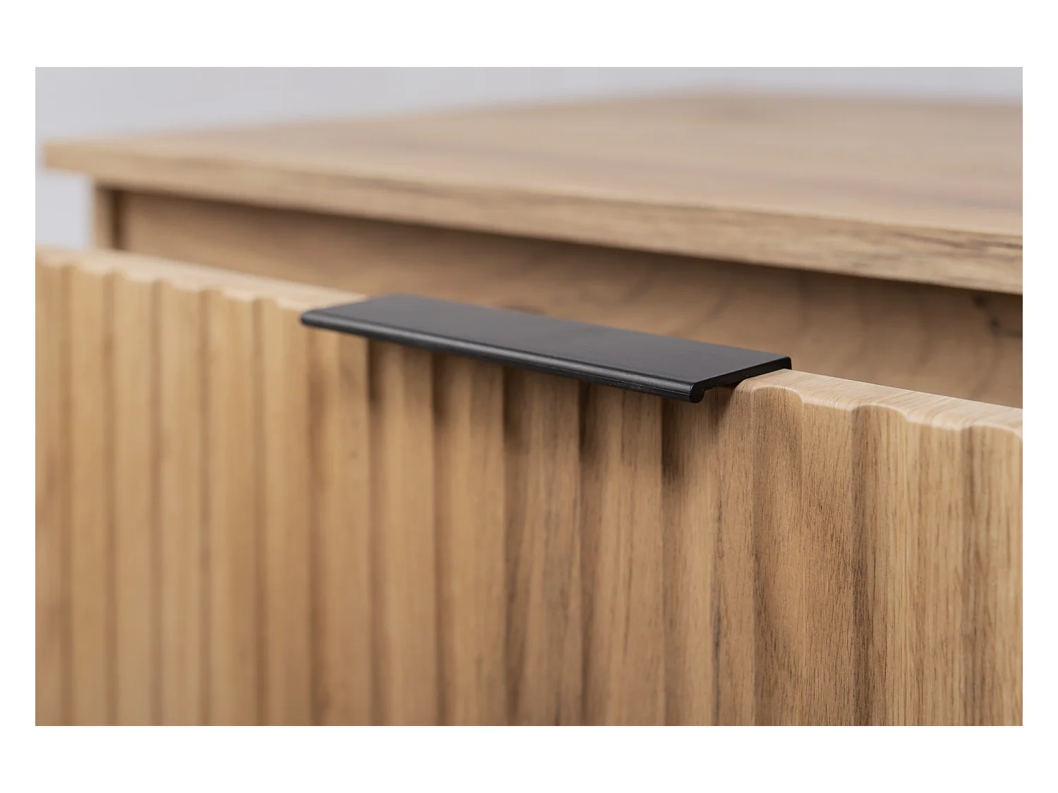 Meuble vasque, Chêne Craft + poignée noire, 120 (2 x 60) x 57 x 46 cm