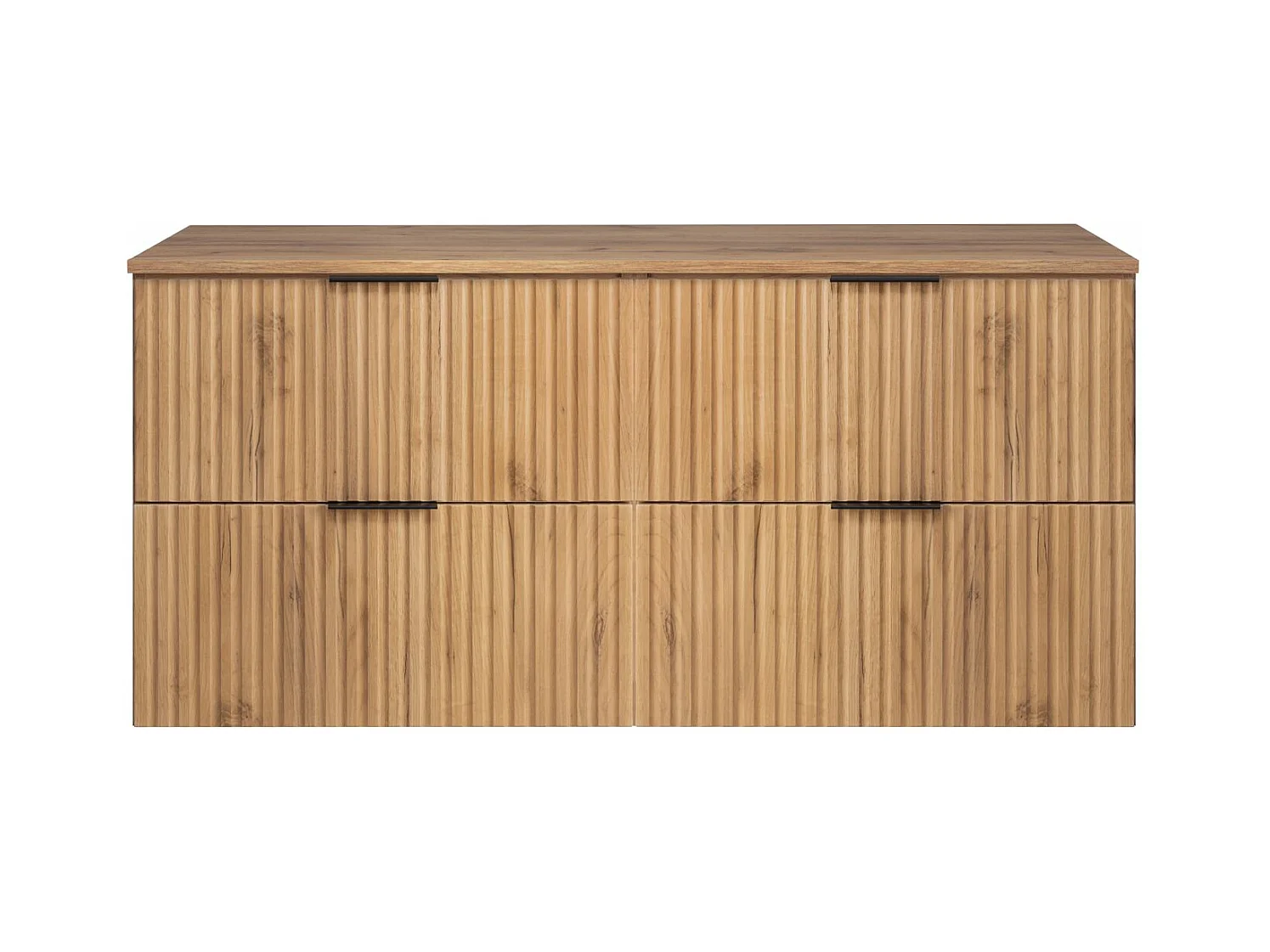 Meuble vasque, Chêne Craft + poignée noire, 120 (2 x 60) x 57 x 46 cm