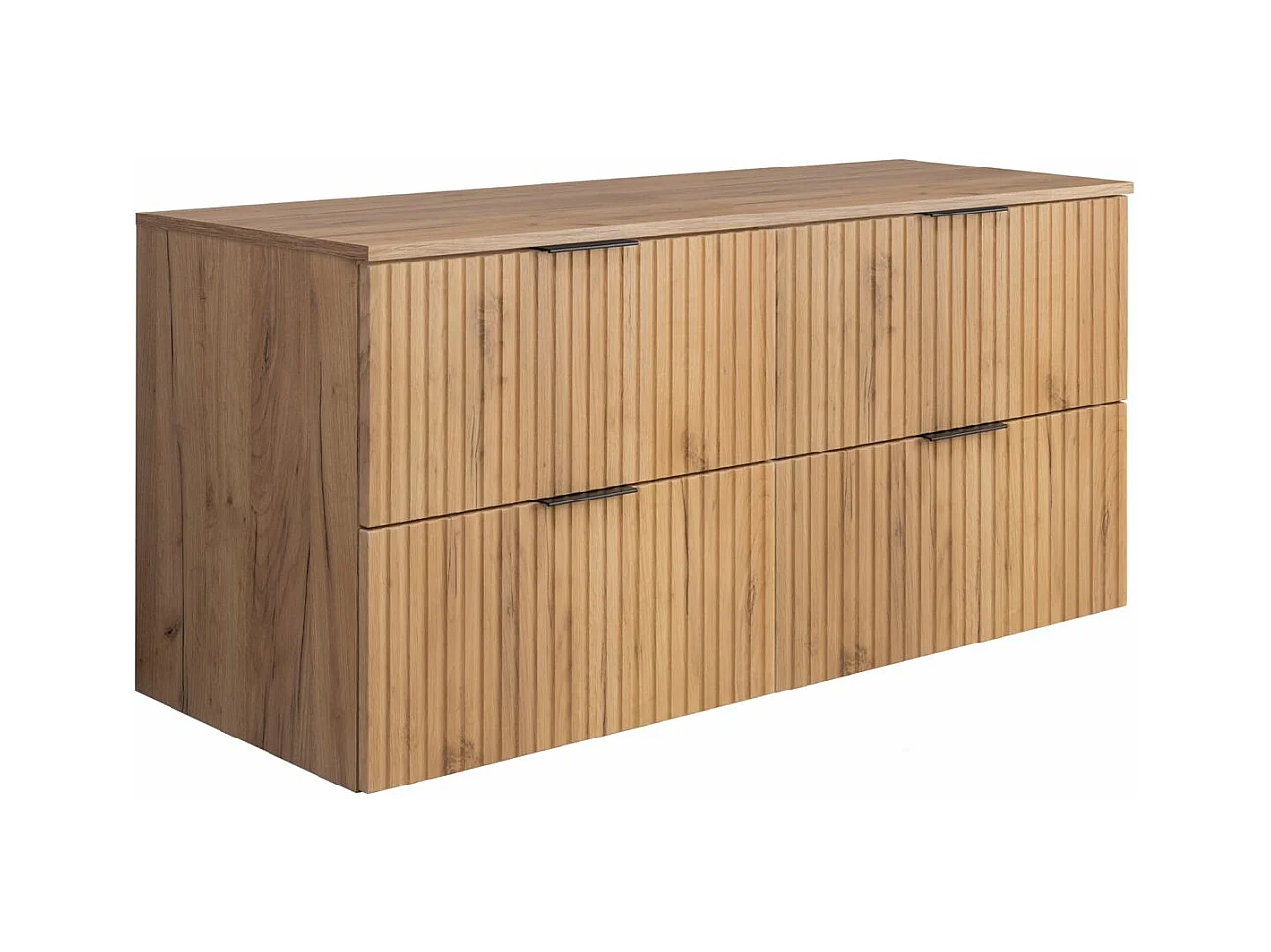 Meuble vasque, Chêne Craft + poignée noire, 120 (2 x 60) x 57 x 46 cm