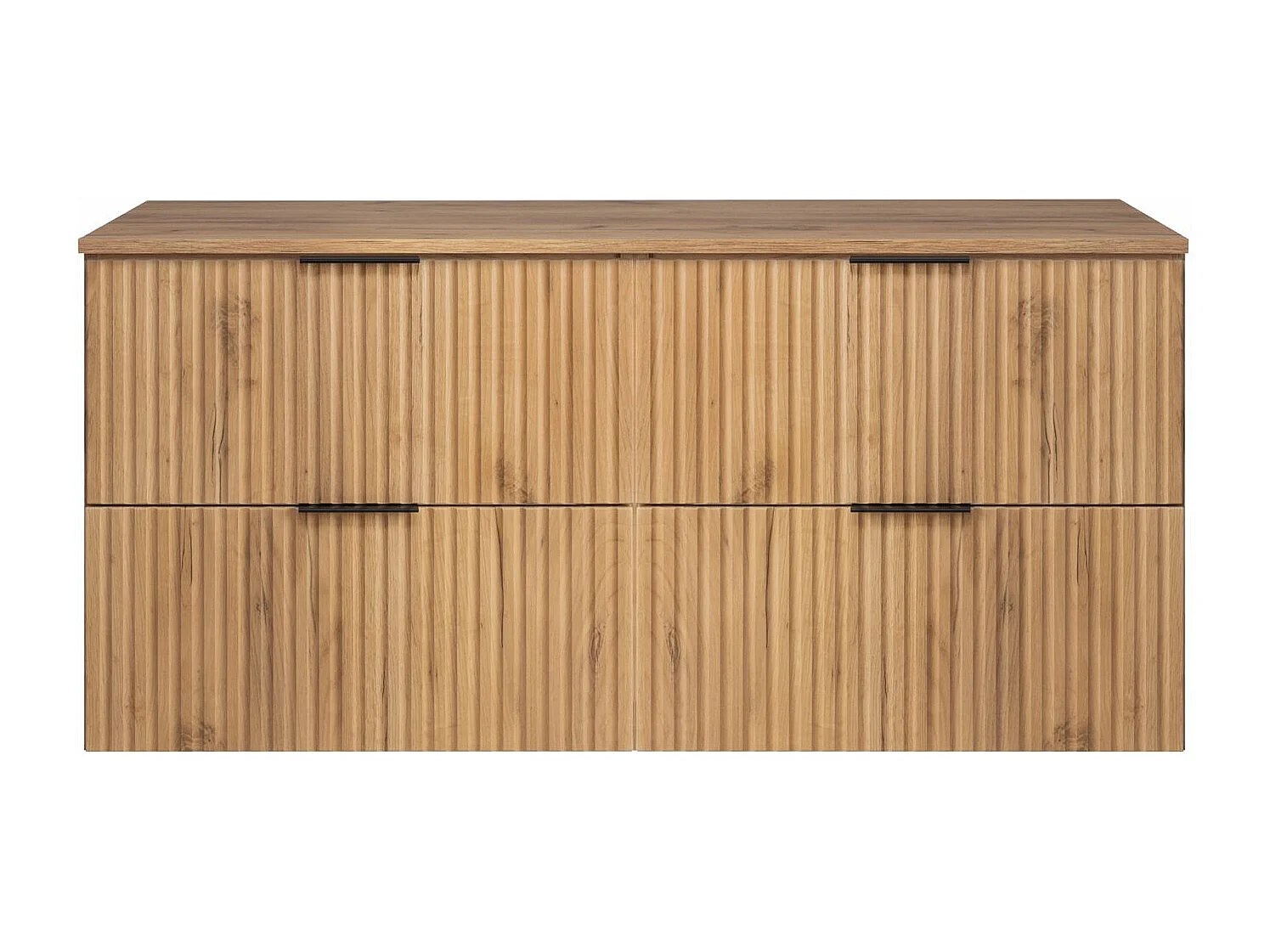 Meuble vasque, Chêne Craft + poignée noire, 120 (2 x 60) x 57 x 46 cm