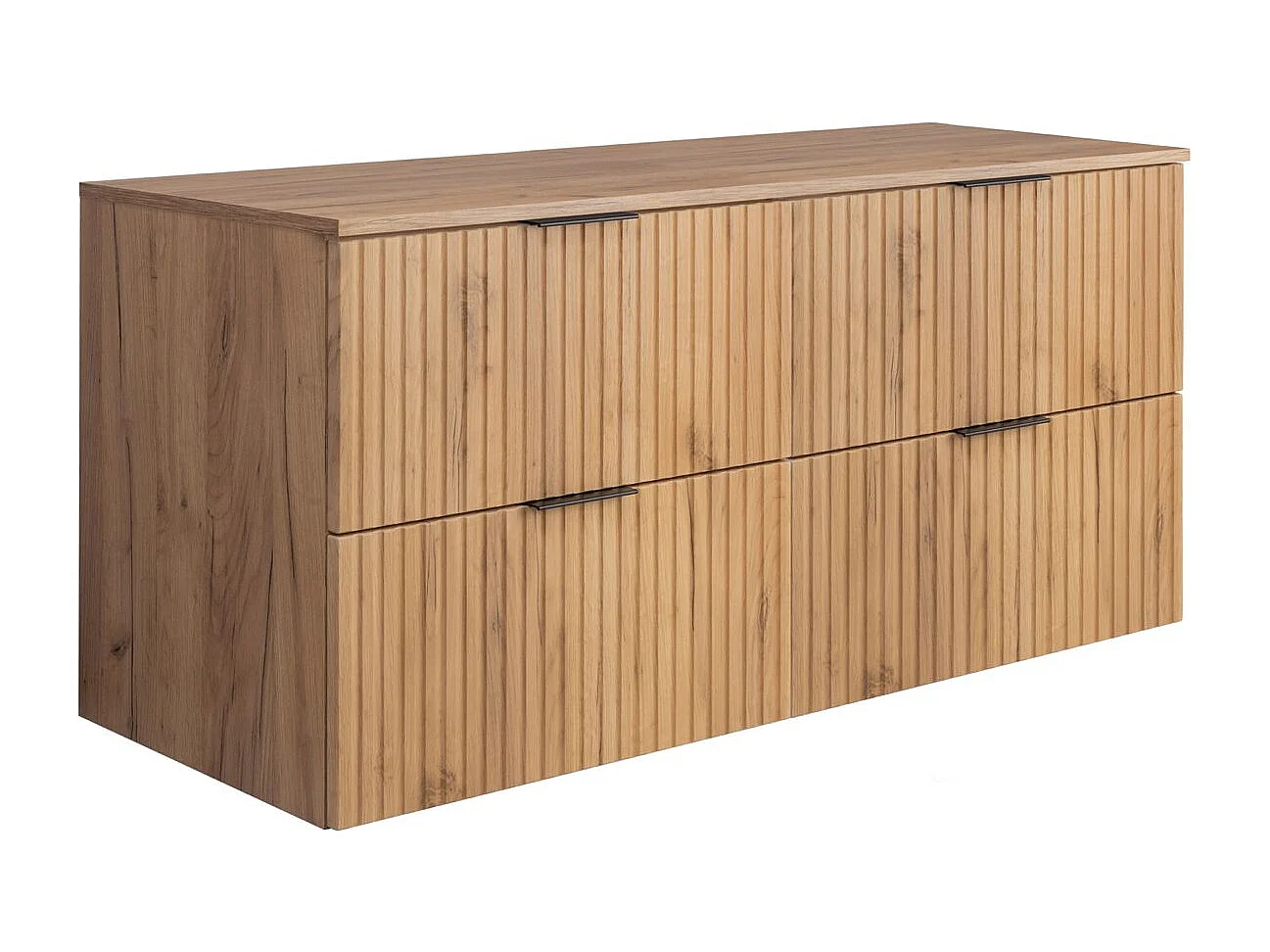 Meuble vasque, Chêne Craft + poignée noire, 120 (2 x 60) x 57 x 46 cm