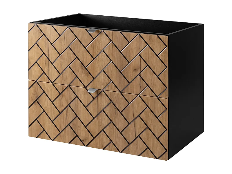 Meuble de salle de bain, Chêne artisanal doré, 80 x 57 x 46 cm, poignées argentées