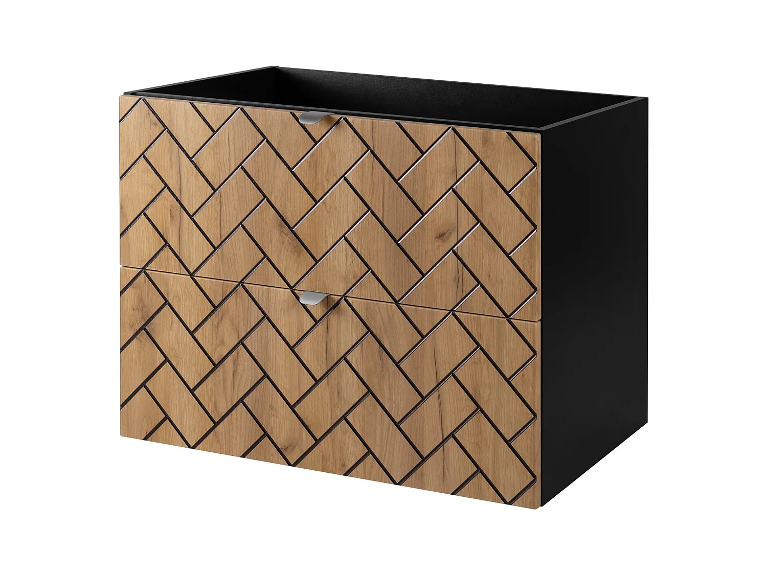 Meuble de salle de bain, Chêne artisanal doré, 80 x 57 x 46 cm, poignées argentées