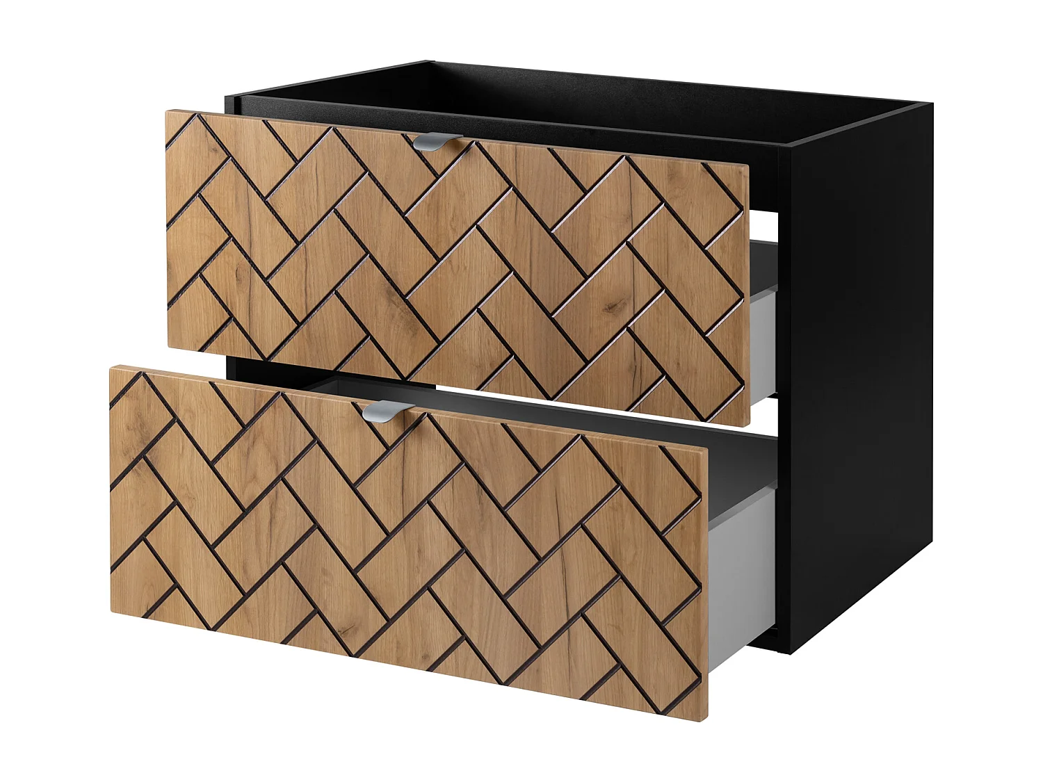 Meuble de salle de bain, Chêne artisanal doré, 80 x 57 x 46 cm, poignées argentées