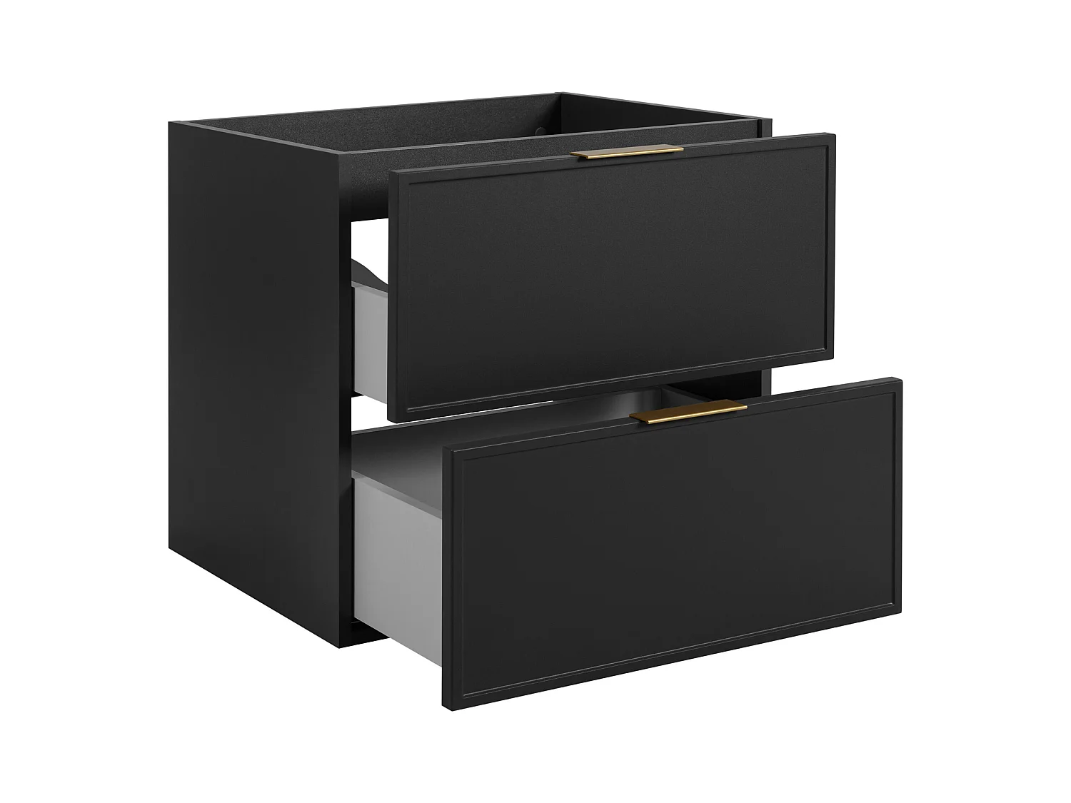 Meuble de salle de bain, Gris foncé, poignée dorée, 46 x 60 x 57 cm