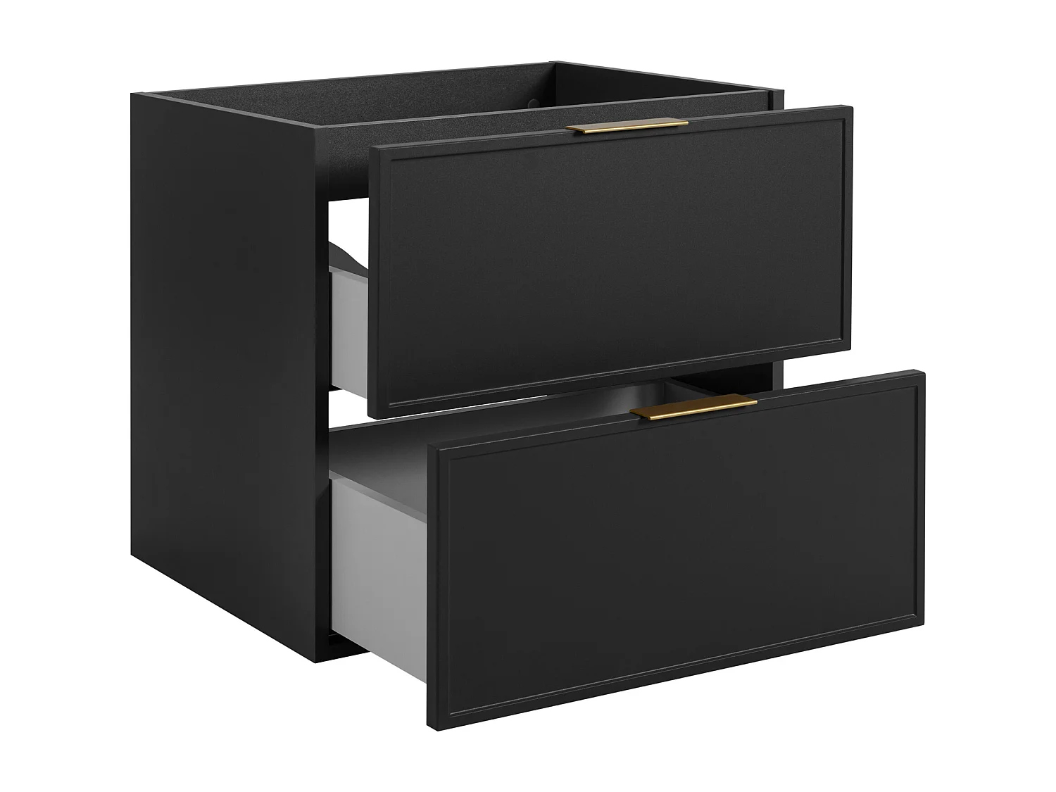 Meuble de salle de bain, Gris foncé, poignée dorée, 46 x 60 x 57 cm