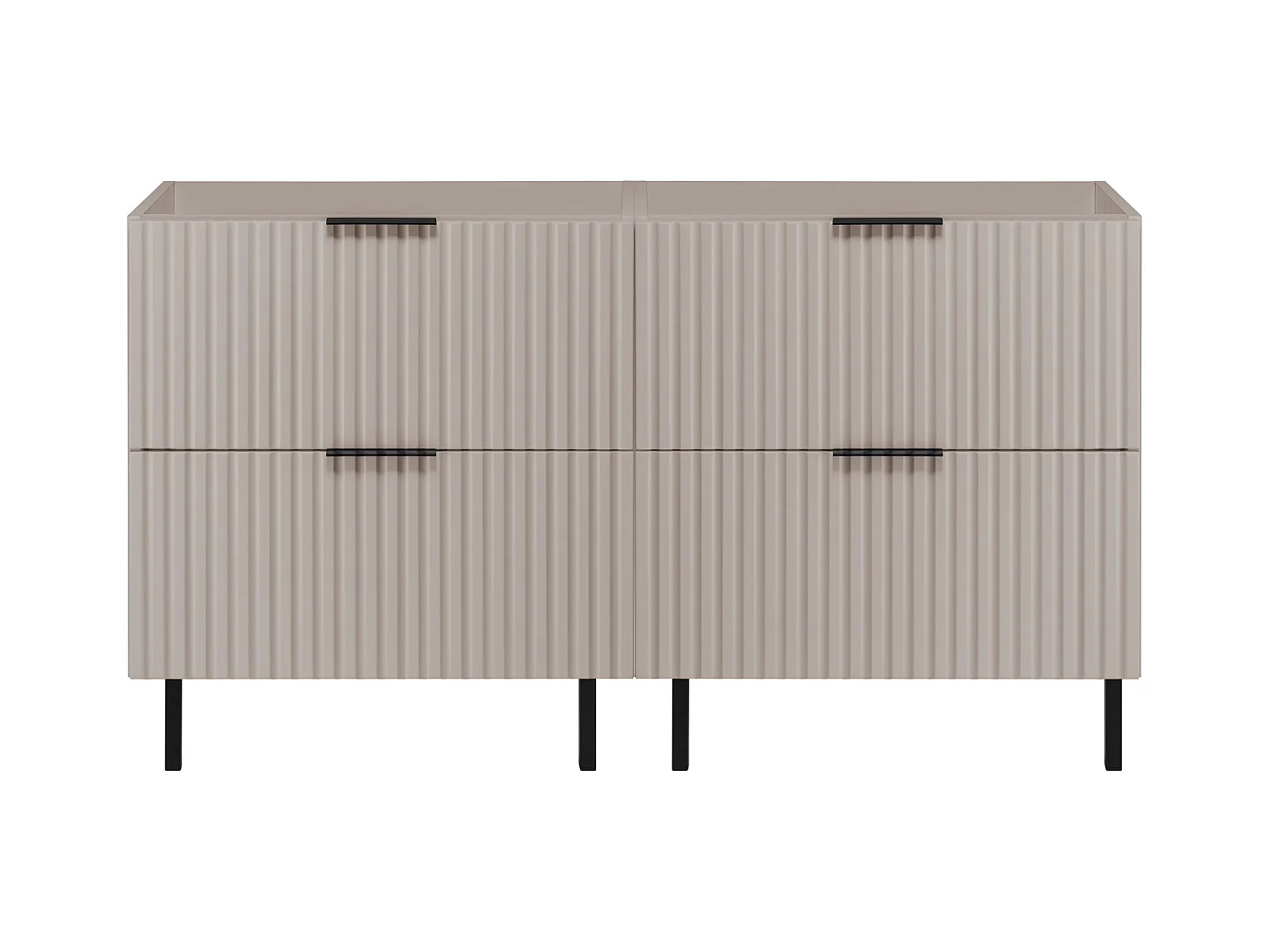 Meuble vasque, Cachemire + poignée noire, 120 (2 x 60)  x 77 x 46 cm, poignée noire, pieds noirs, sans plateau