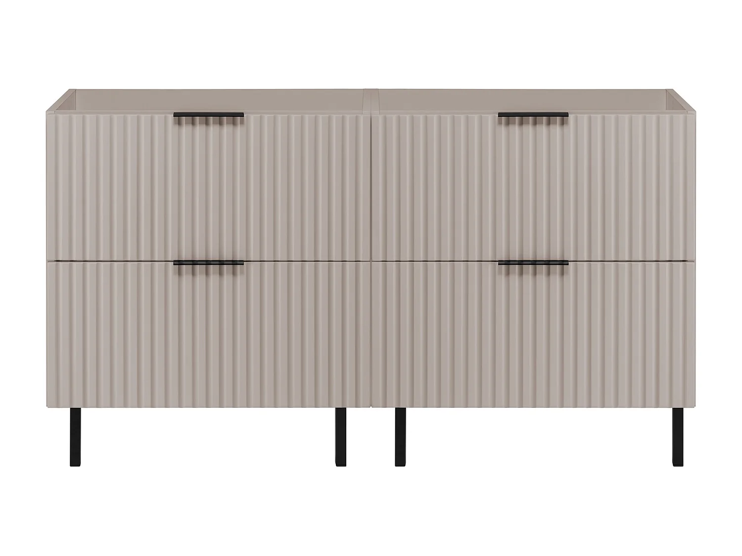 Meuble vasque, Cachemire + poignée noire, 120 (2 x 60)  x 77 x 46 cm, poignée noire, pieds noirs, sans plateau