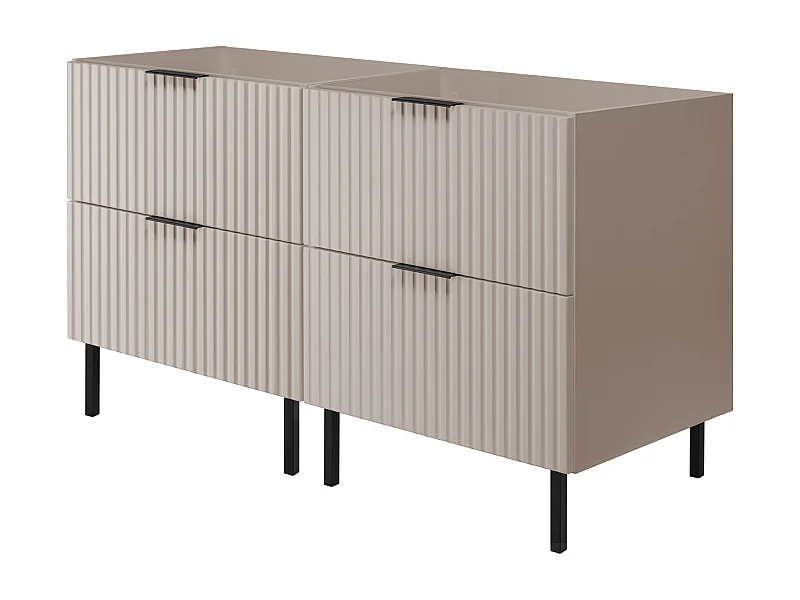 Meuble vasque, Cachemire + poignée noire, 120 (2 x 60)  x 77 x 46 cm, poignée noire, pieds noirs, sans plateau