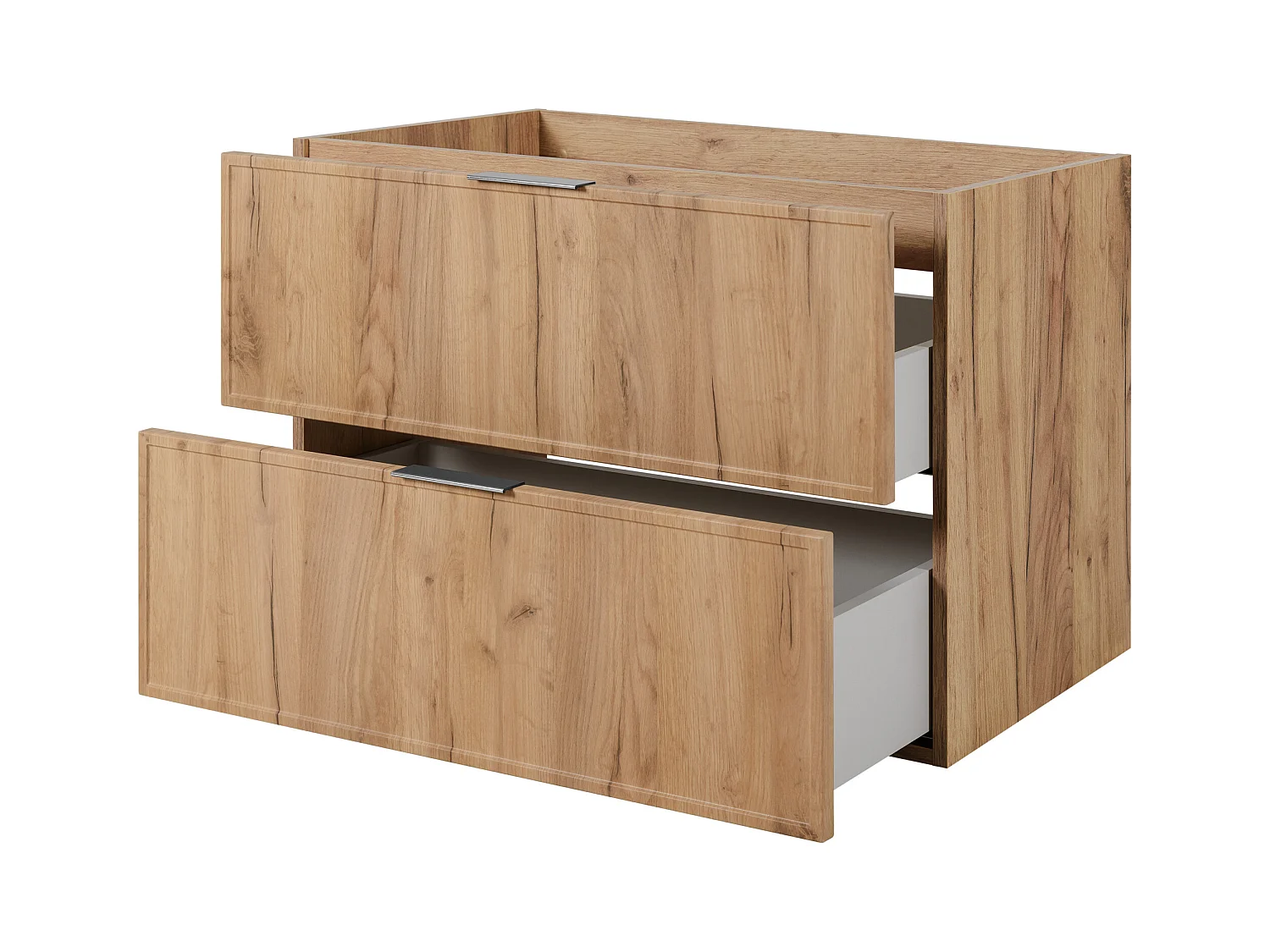 Meuble de salle de bain, Chêne Craft, poignée argentée, 46 x 80 x 57 cm