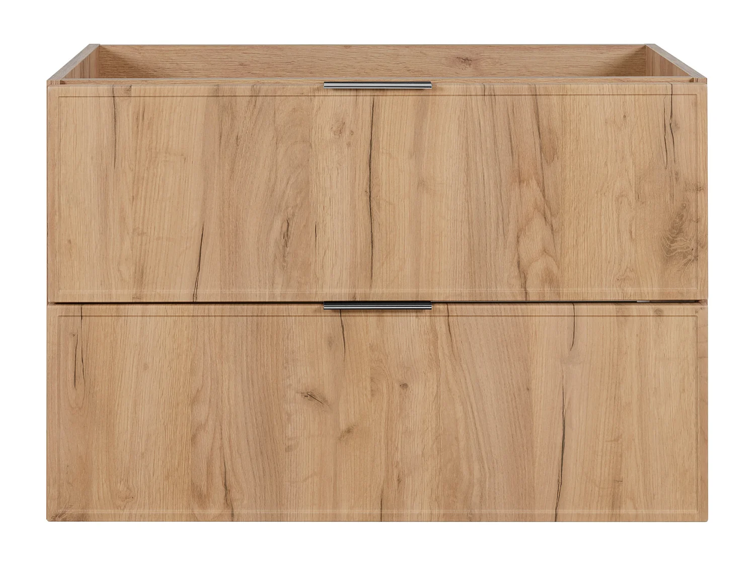 Badezimmerschrank, Craft-Eiche, silberner Griff, 46 x 80 x 57 cm