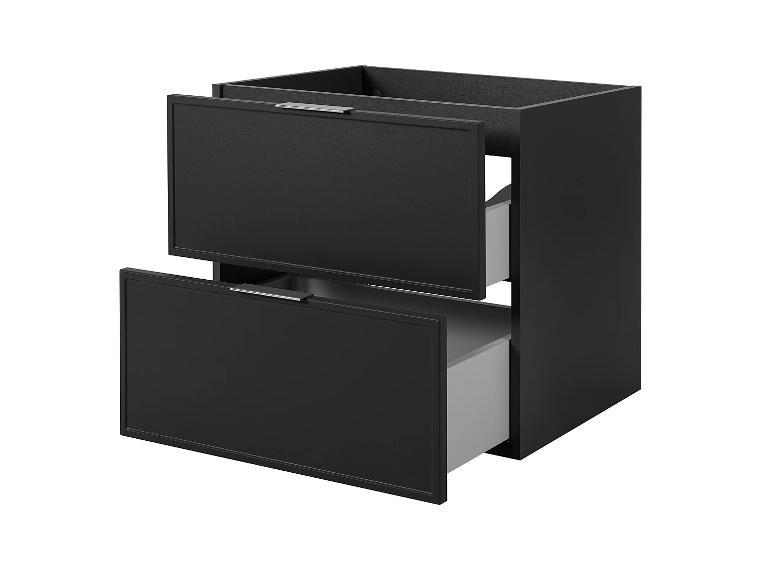 Badezimmerschrank, Dunkelgrau, silberner Griff, 46 x 60 x 57 cm