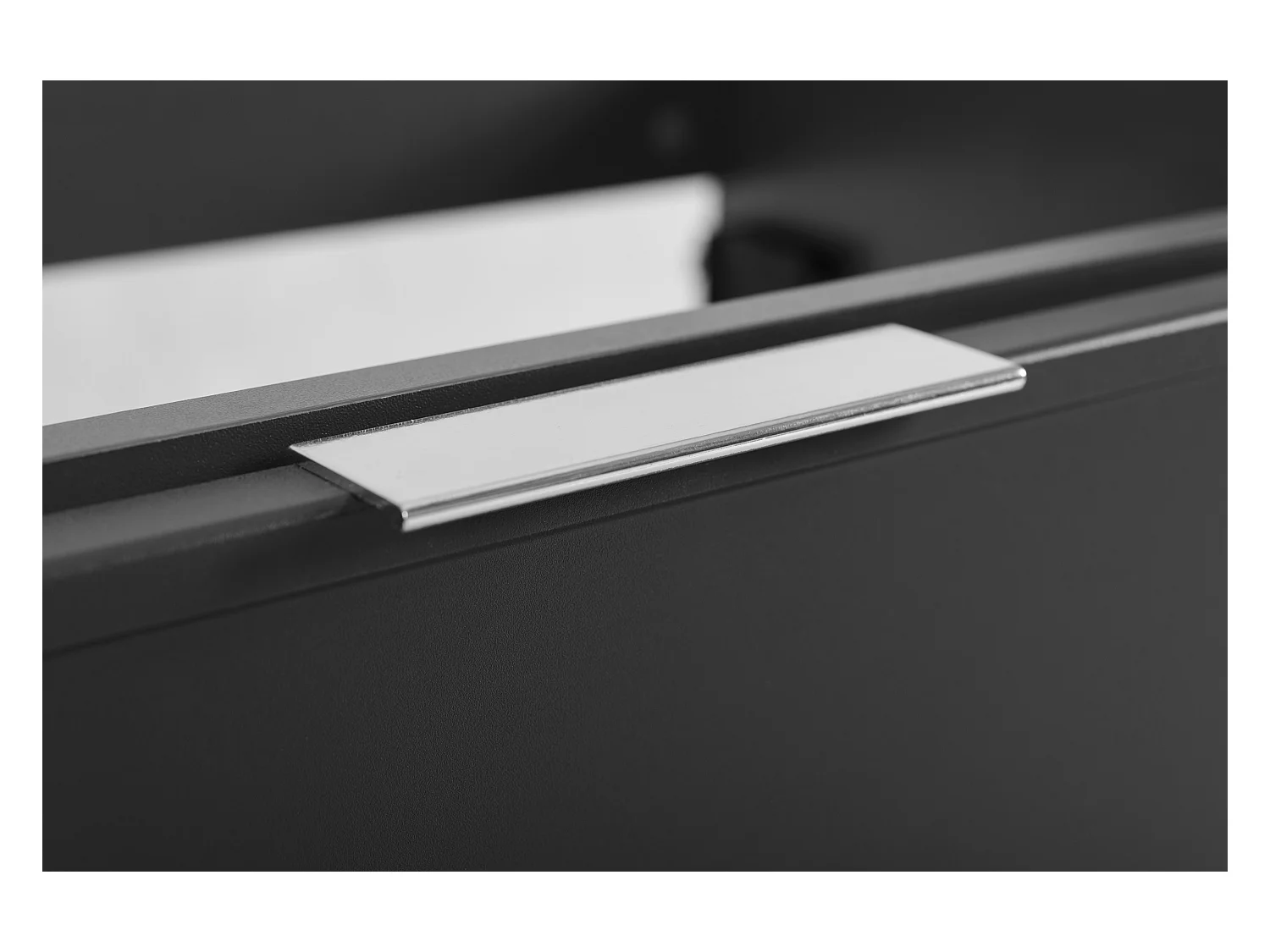 Badezimmerschrank, Dunkelgrau, silberner Griff, 46 x 60 x 57 cm