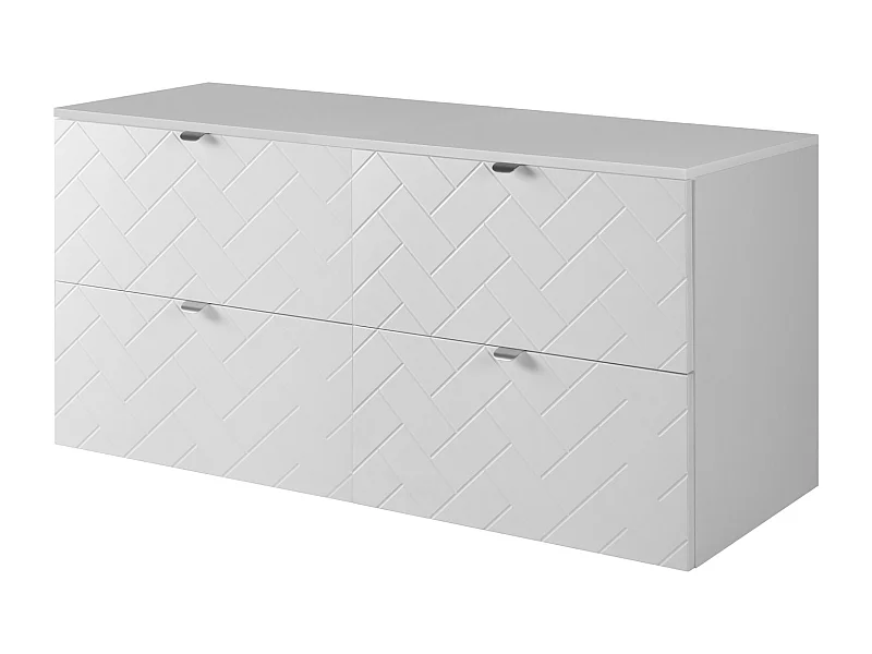 Mueble de baño, blanco mate, 120 x 57 x 46 cm, tiradores plateados