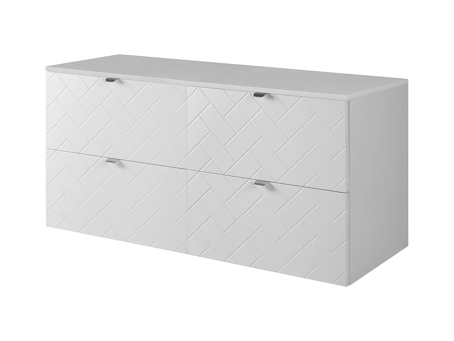 Meuble de salle de bain, Blanc Mat, 120 x 57 x 46 cm, poignées argentées