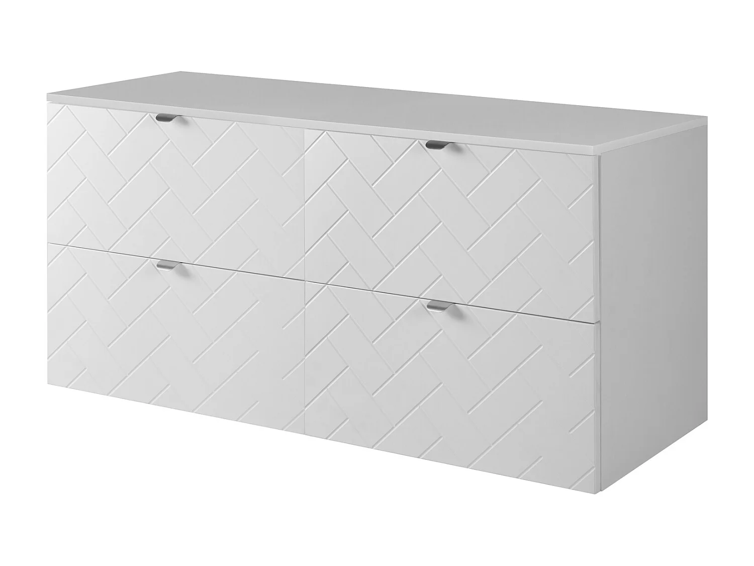 Meuble de salle de bain, Blanc Mat, 120 x 57 x 46 cm, poignées argentées