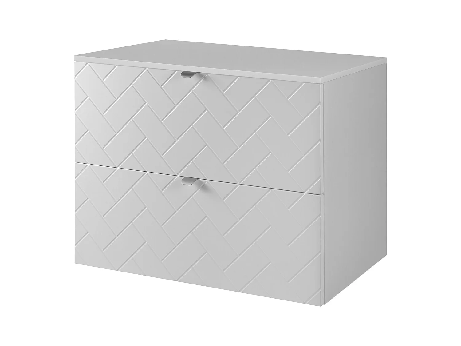 Meuble de salle de bain, Blanc Mat, 80 x 57 x 46 cm, poignées argentées