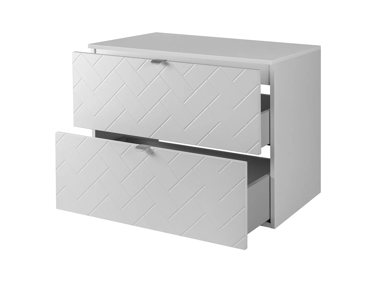 Meuble de salle de bain, Blanc Mat, 80 x 57 x 46 cm, poignées argentées