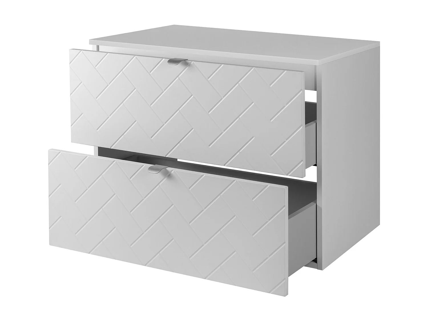 Badezimmermöbel, Mattweiß, 80 x 57 x 46 cm, silberne Griffe