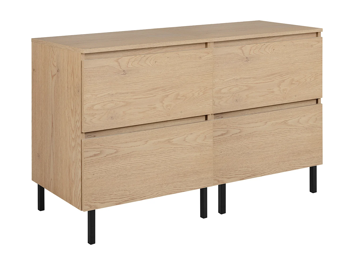 Meuble de salle de bain 120 cm (2 X 60) avec plan de travail supérieur + pieds meuble, Couleur : Chêne Clair, 120 x 77 x 46 cm