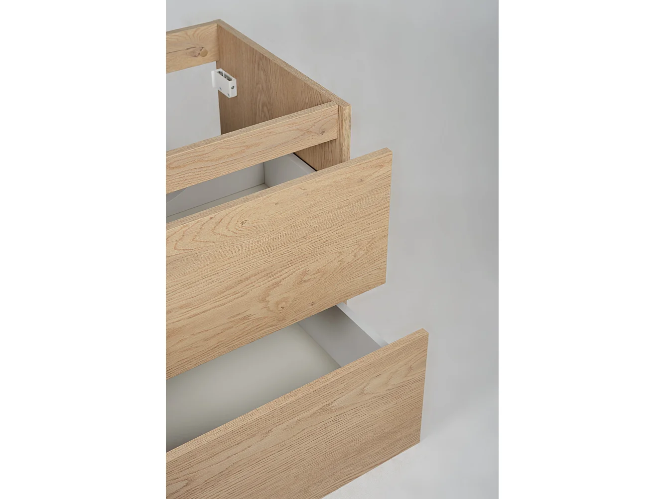 Meuble de salle de bain 120 cm (2 X 60) avec plan de travail supérieur + pieds meuble, Couleur : Chêne Clair, 120 x 77 x 46 cm