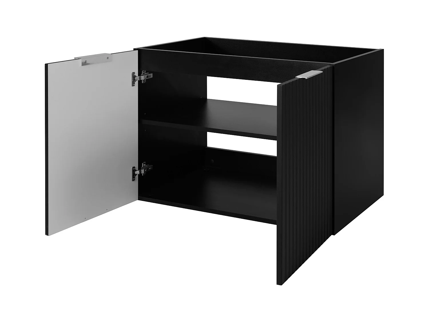 Meuble vasque, Noir + poignée argentée, 80 x 57 x 46 cm