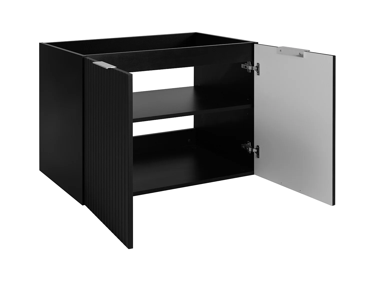 Meuble vasque, Noir + poignée argentée, 80 x 57 x 46 cm