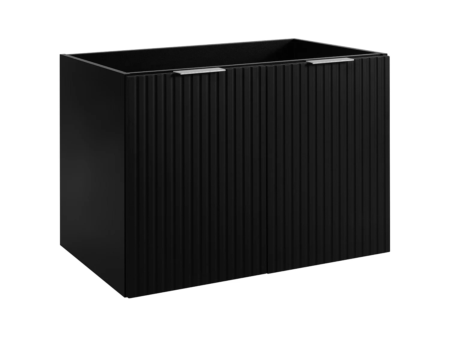 Meuble vasque, Noir + poignée argentée, 80 x 57 x 46 cm