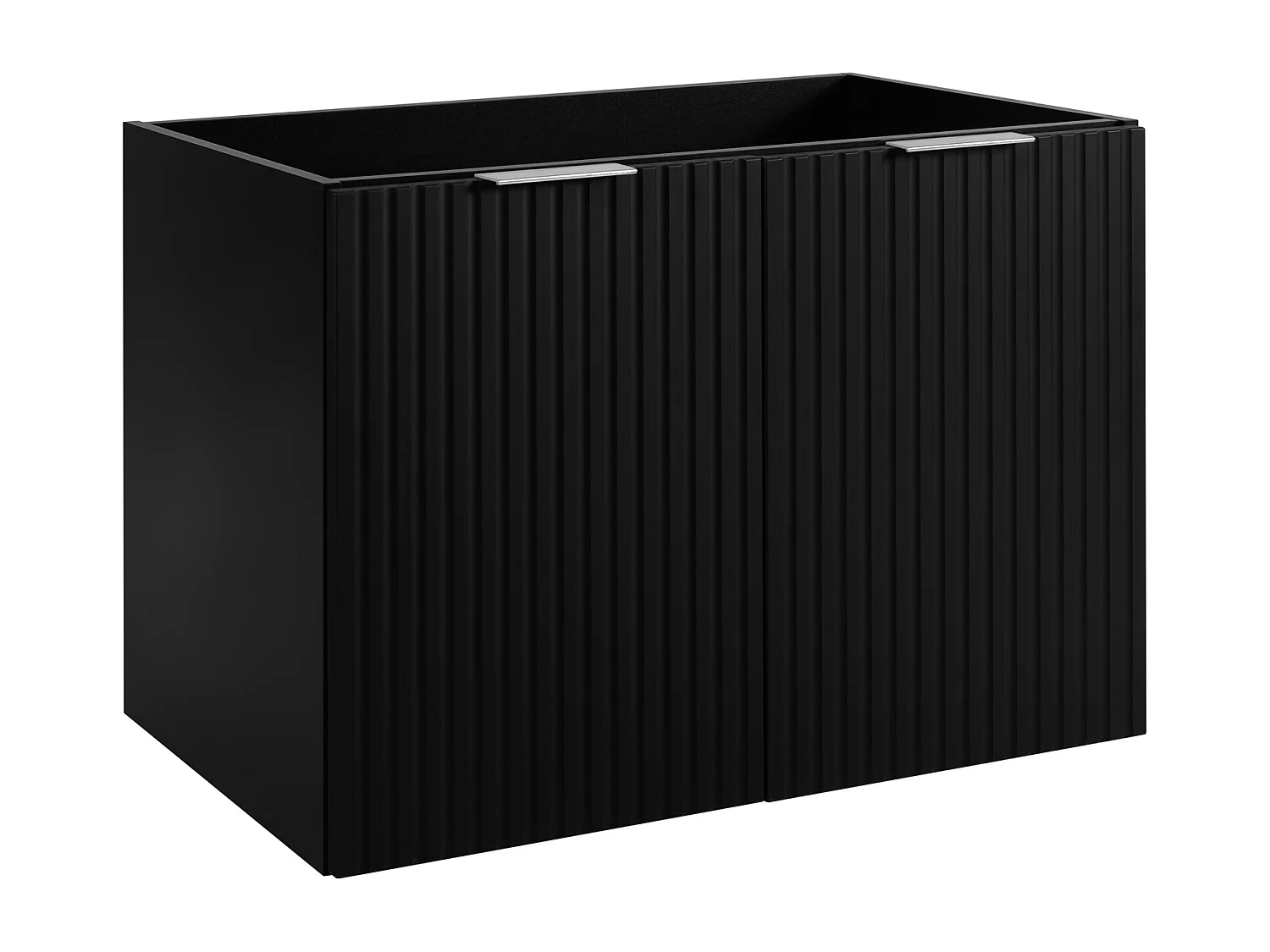 Meuble vasque, Noir + poignée argentée, 80 x 57 x 46 cm