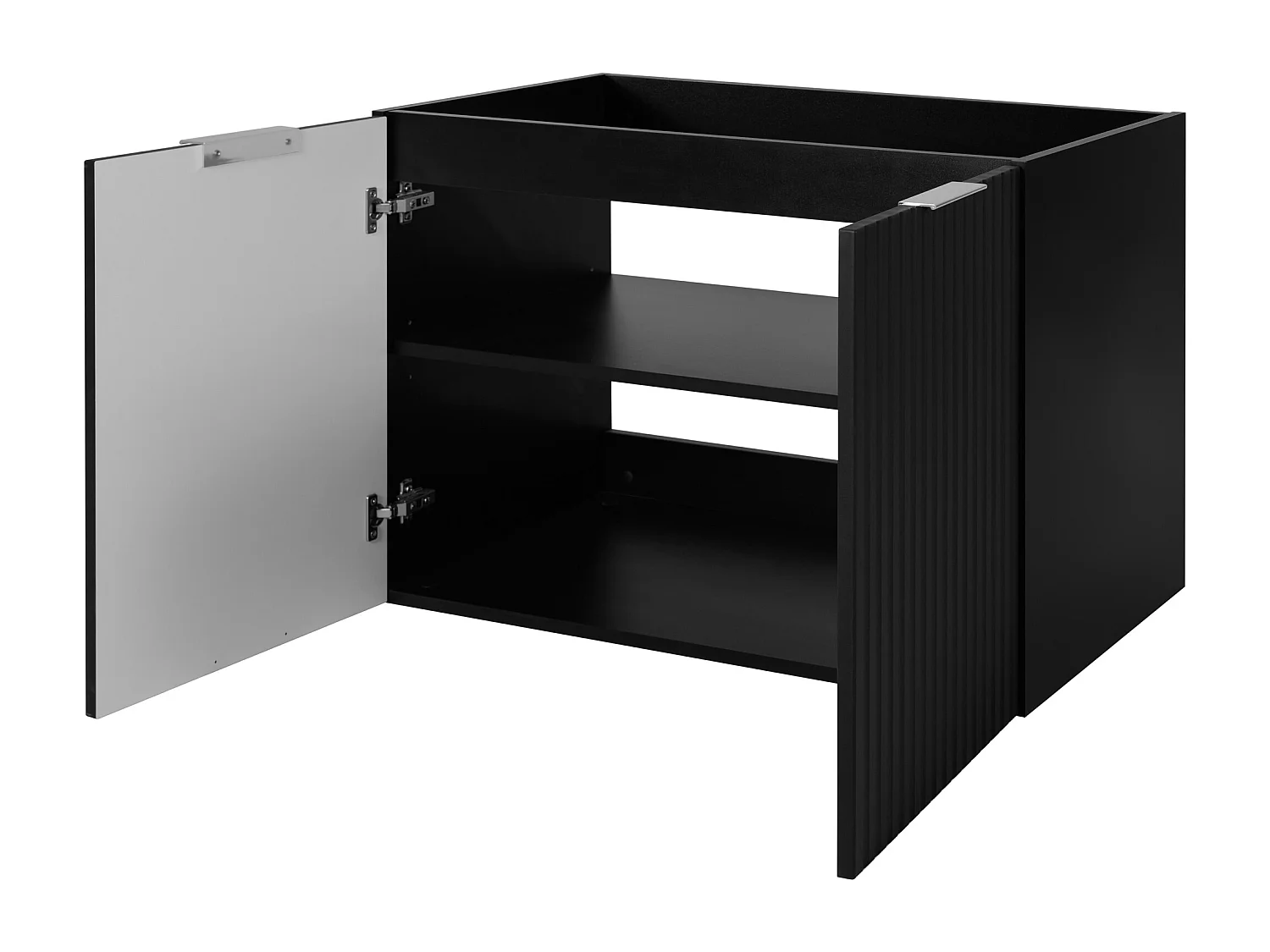 Meuble vasque, Noir + poignée argentée, 80 x 57 x 46 cm