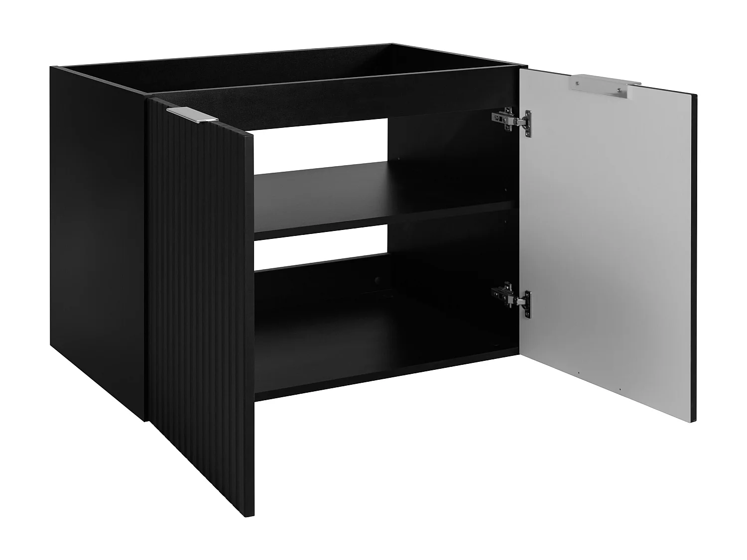 Meuble vasque, Noir + poignée argentée, 80 x 57 x 46 cm