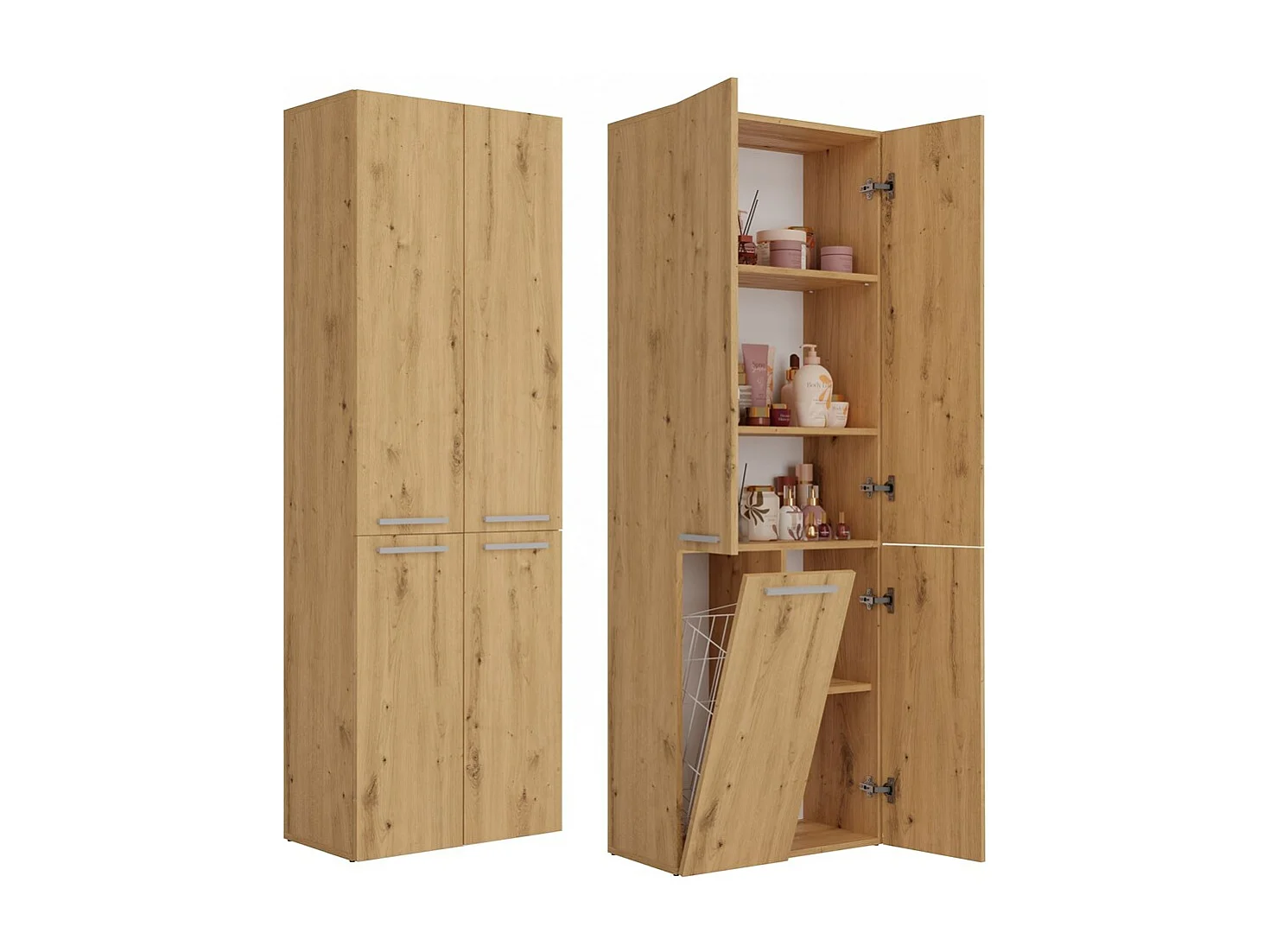 Meuble salle de bain, 174 x 30 x 60 cm, Chêne Artisan