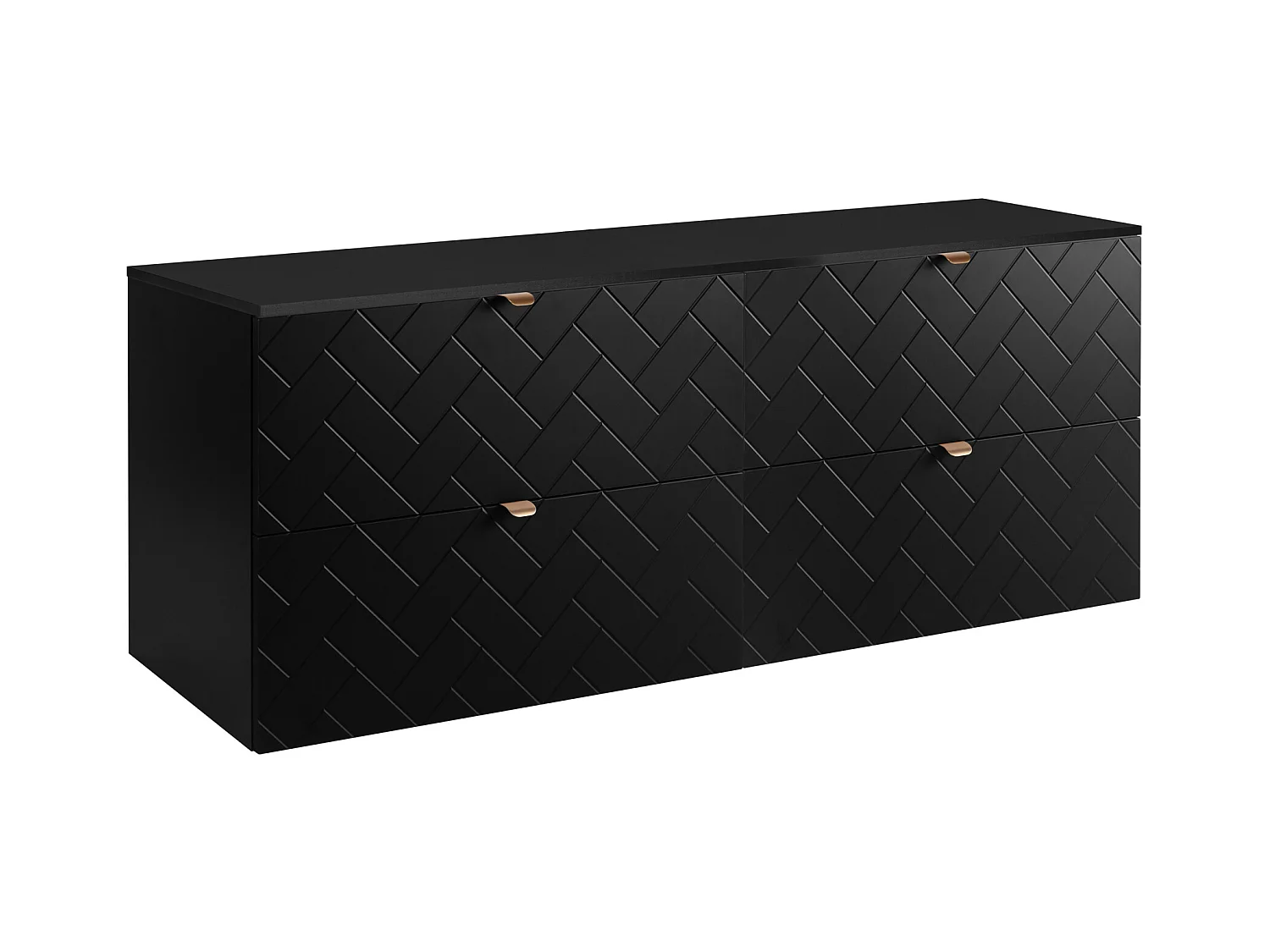 Badezimmermöbel, Mattschwarz, 160 x 57 x 46 cm, goldene Griffe