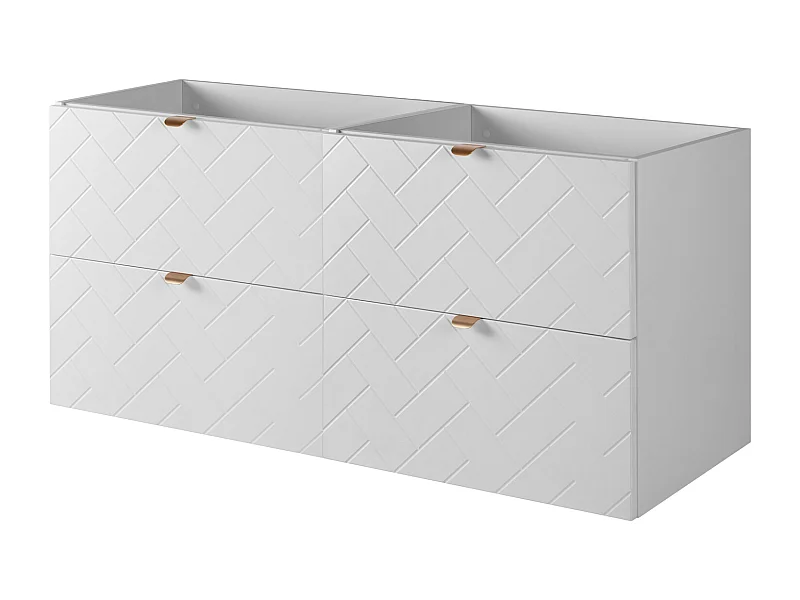 Meuble de salle de bain, Blanc Mat, 120 x 57 x 46 cm, poignées dorées