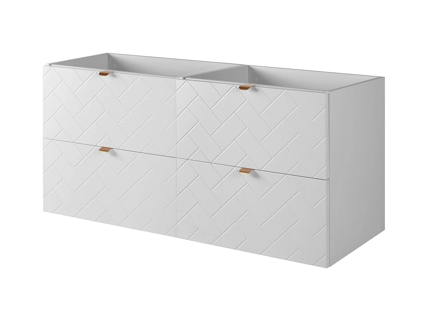 Meuble de salle de bain, Blanc Mat, 120 x 57 x 46 cm, poignées dorées