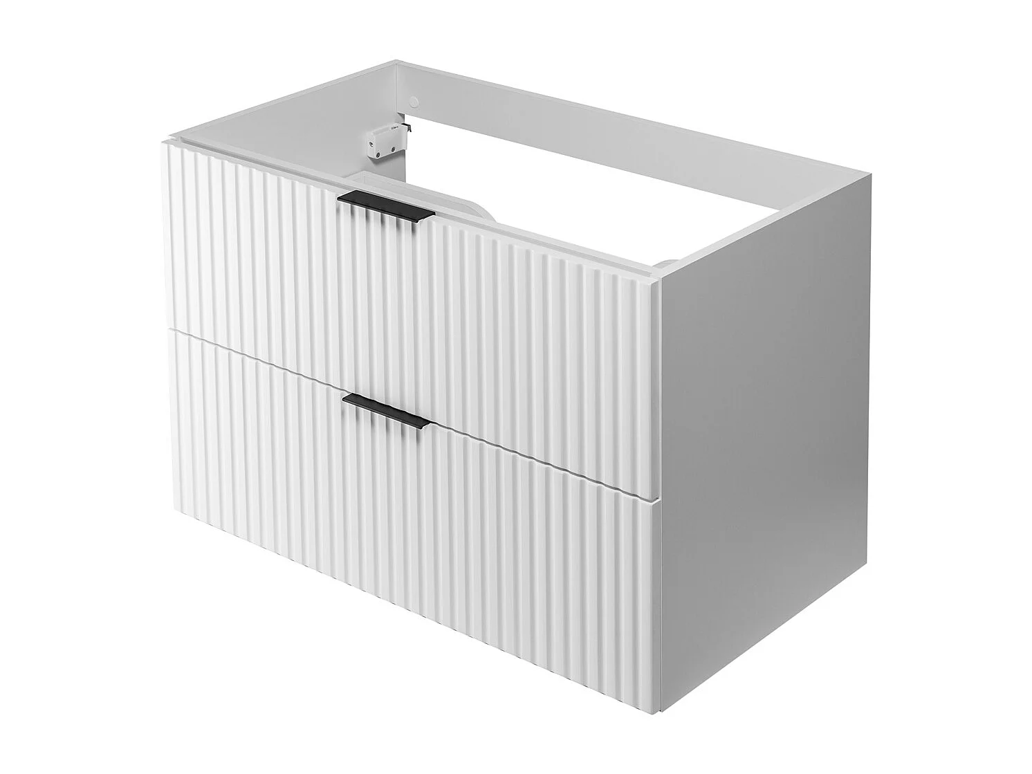 Meuble vasque, Blanc / Chêne Craft + poignée noire, 180 x 57 x 46 cm