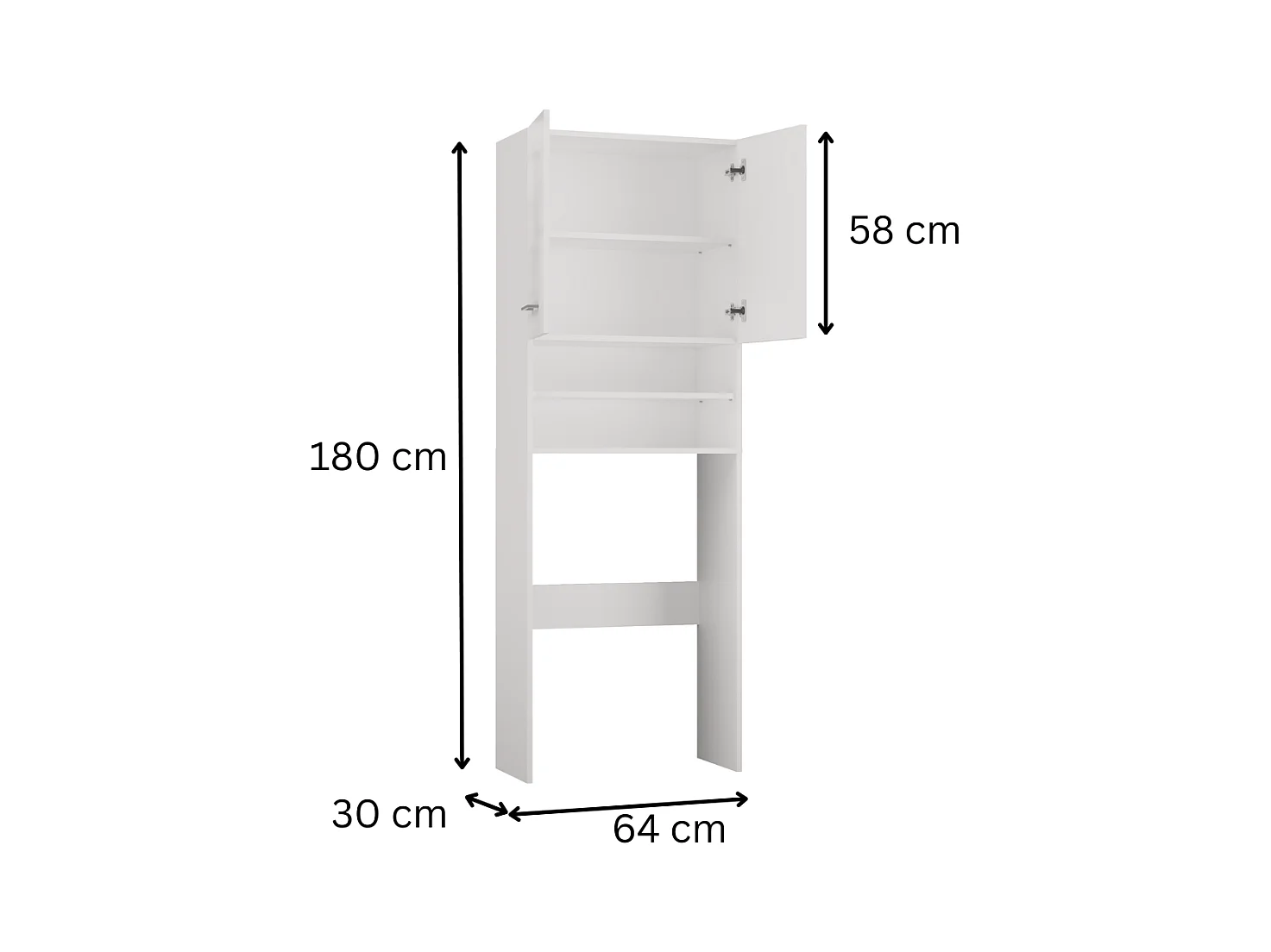 Armoire pour machine à laver, 30 x 64 x 180 cm, Blanc Mat