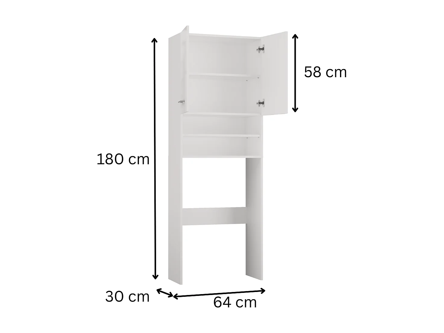 Armoire pour machine à laver, 30 x 64 x 180 cm, Blanc Mat