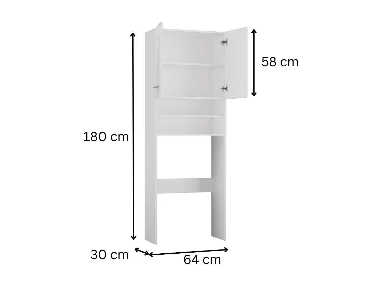 Armoire pour machine à laver, 30 x 64 x 180 cm, Blanc Mat