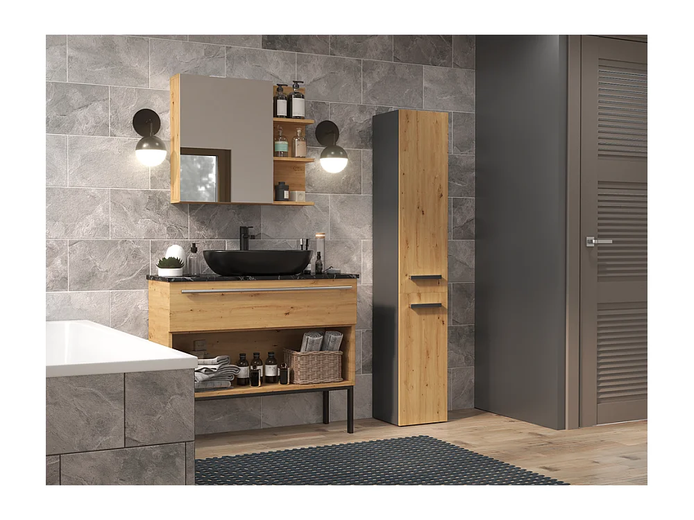 Meuble de salle de bain, Anthracite / Chêne Artisan, 30 x 174 x 30 cm