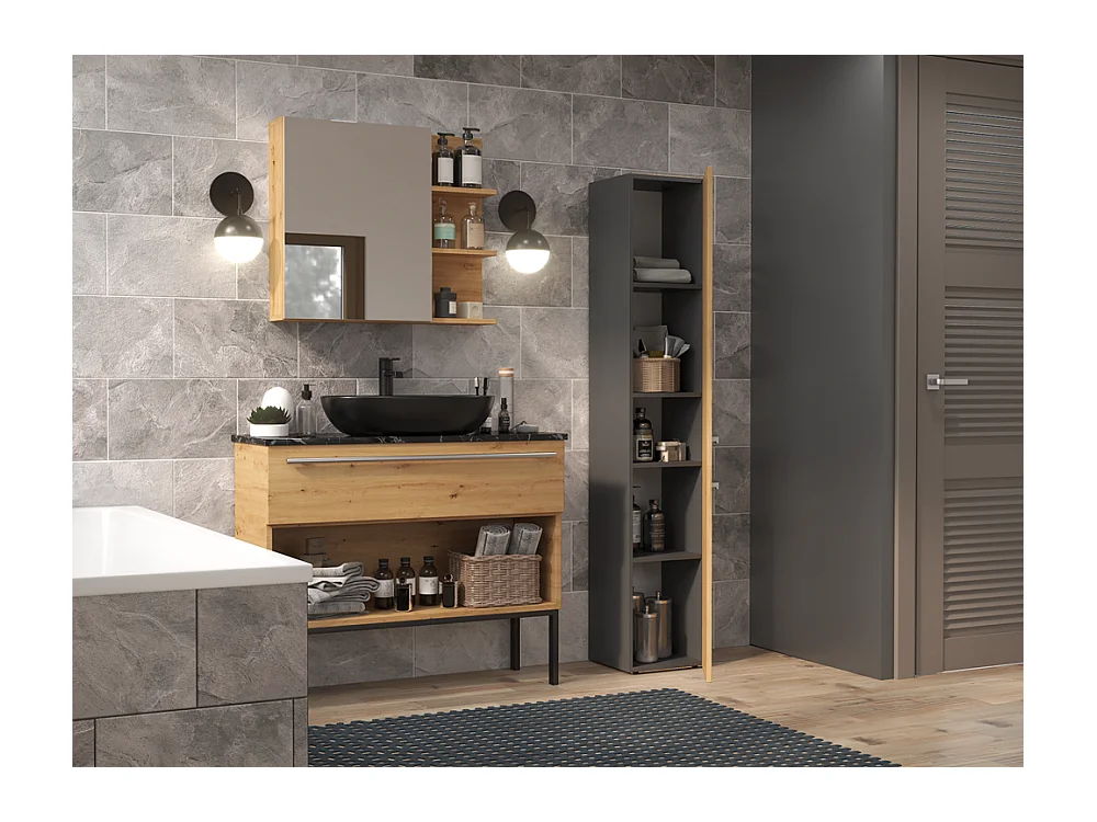 Badezimmermöbel, Anthrazit / Artisan Oak, 30 x 174 x 30 cm