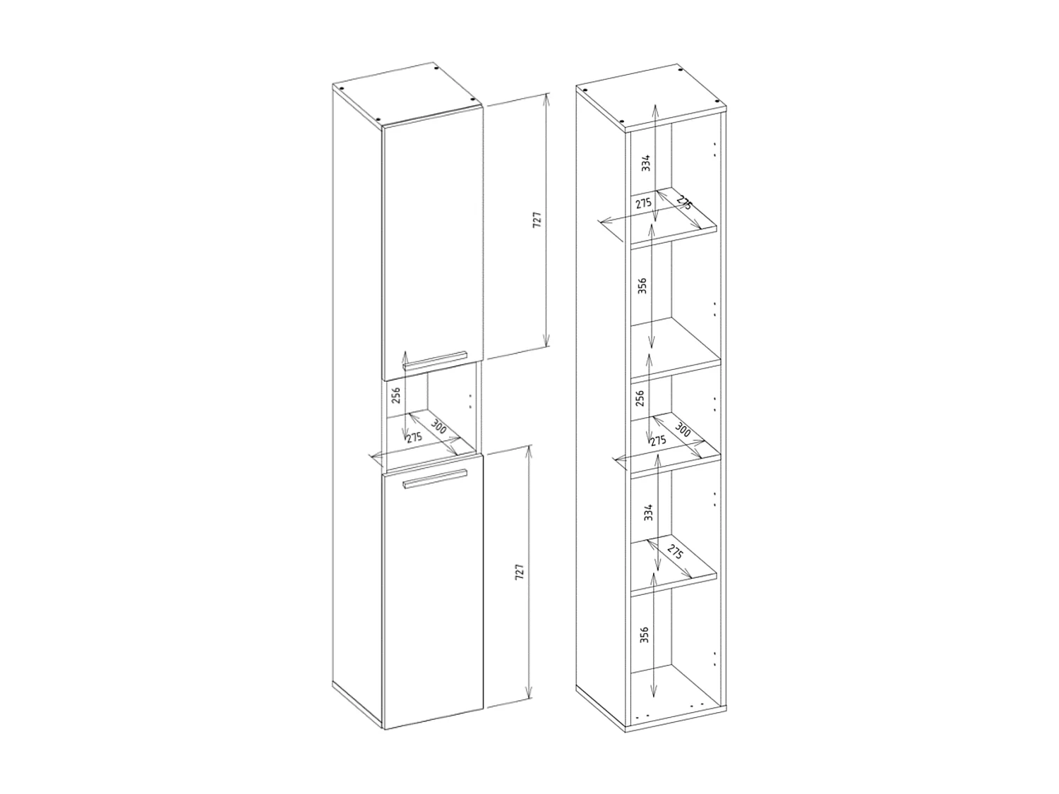Mobile da bagno, Antracite/Rovere Artigianale, 30 x 174 x 30 cm