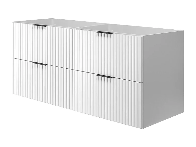 Meuble vasque, Blanc, 120 (2 x 60) x 57 x 46 cm, poignée noire, sans plateau